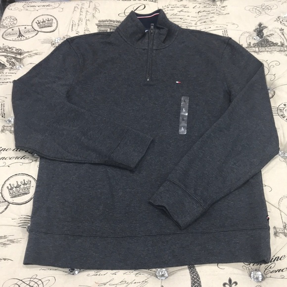 🎁 Tommy Hilfiger Mens 1/4 Zip Mockneck Sweatshirt - Picture 4 of 9